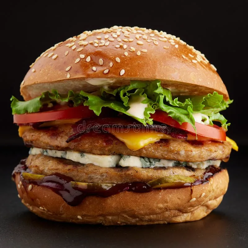 Double tikka cheese burger